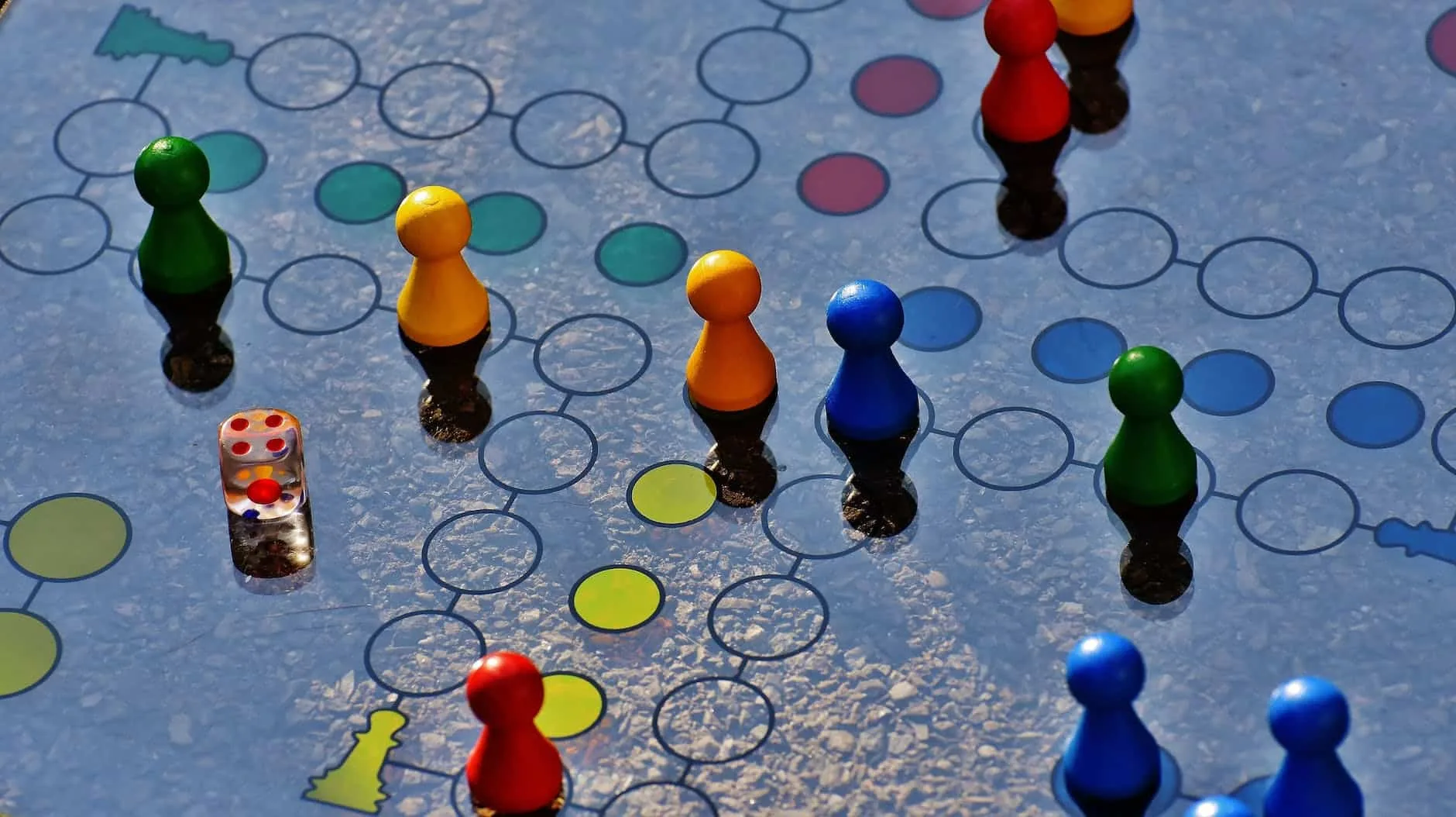 blue and yellow board game