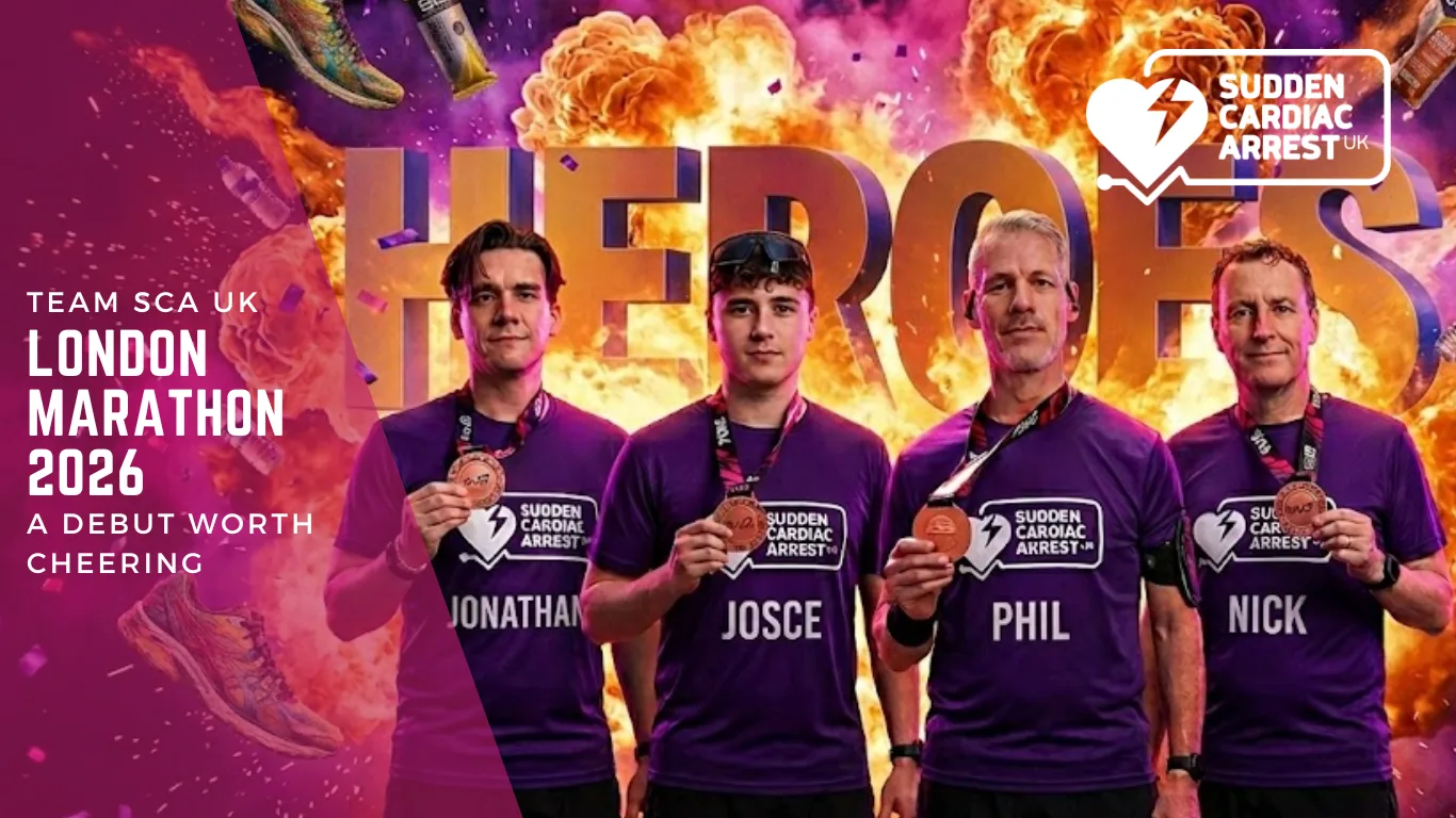 Team SCA UK runners on the London Marathon course raising funds for sudden cardiac arrest survivors